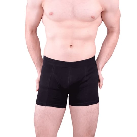 2Li Patentli Gümüş İplikli Likralı Erkek Boxer Gümüş Patentli (Siyah, L)