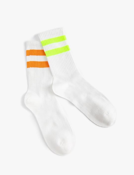 2li Tenis Çorap Seti Şerit Desenli