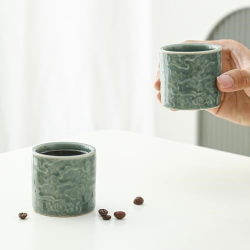 3.4 oz Seramik Çin Kung Fu Bardakları, Japon Çay Fincanları, Espresso Bardakları, Çay Bardakları 2li Set