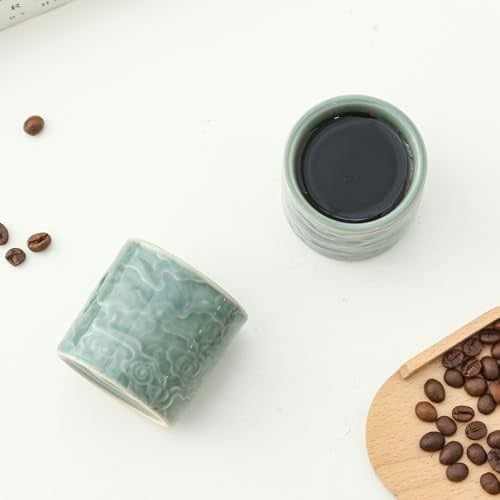 3.4 oz Seramik Çin Kung Fu Bardakları, Japon Çay Fincanları, Espresso Bardakları, Çay Bardakları 2li Set