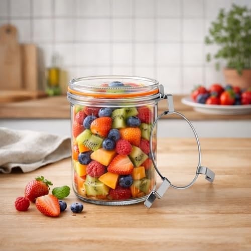 3 Klipsli Cam Kavanoz 580 ml (2 Adet)