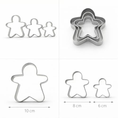 3’lü Adam Kurabiye Kalıbı Seti – Paslanmaz Çelik Gingerbread Figür Hamur Kesici