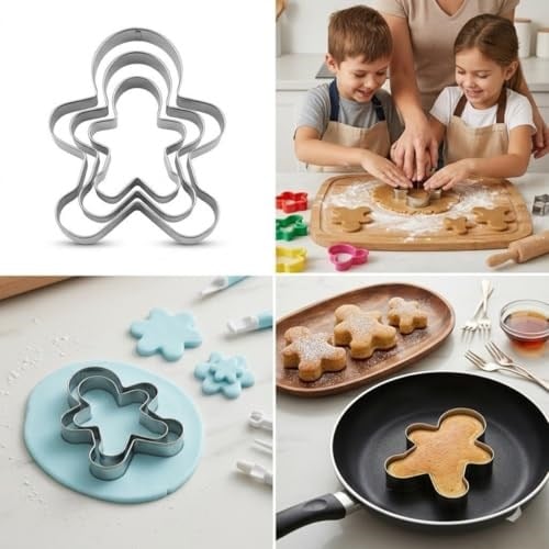 3’lü Adam Kurabiye Kalıbı Seti – Paslanmaz Çelik Gingerbread Figür Hamur Kesici