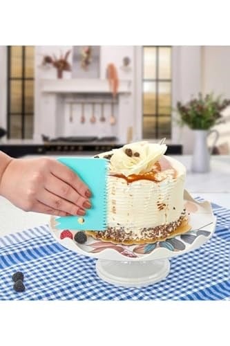 3 Parça Plastik Pasta Hamur Krema Şekillendirici Kesici Kazıyıcı Dekoratör Spatula Set