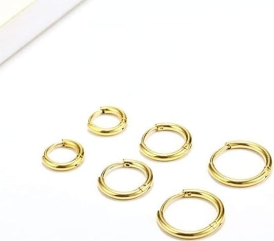 316L Cerrahi Çelik Halka Küpe Seti 3 Çift Altın Renk Hipoalerjenik Piercing Küpe Kadın Erkek Unisex Helix Tragus Kıkırdak Burun Dudak Halkası Paslanmaz Çelik Minimal Şık Günlük Takı 16mm 20mm 24mm