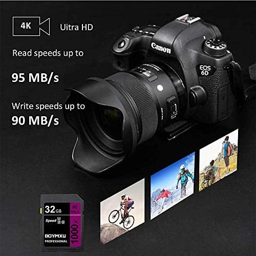 32 GB Hafıza Kartı, Professional 1000 x Sınıf 10 Kart U3 Hafıza Kartı Uyumlu Bilgisayar Kameraları ve Video Kameralar, 95 MB/snye kadar Kamera Hafıza Kartı, Mor/Siyah