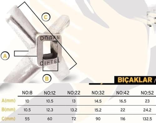 32 no Et Kıyma Makinesi için 4 Kanatlı Bıçak Çelik Ayna Bıçağı Ömürlük Türk Malı Dövme Hava Çeliği