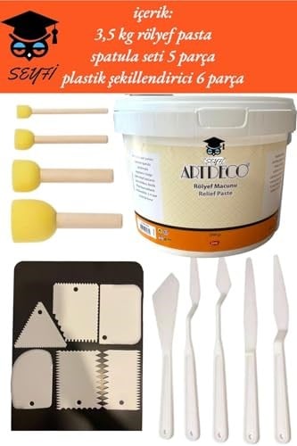 3,5 kg ARTDECO rölyef pasta spatula seti 5 parça plastik şekillendirici 6 parça rölyef macunu seti