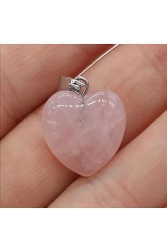 (3719) Yeni Kalp Pembe Kuvars Zincirli Kolye Pembe L