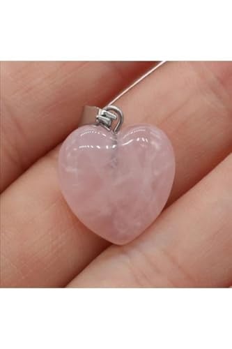 (3719) Yeni Kalp Pembe Kuvars Zincirli Kolye Pembe L