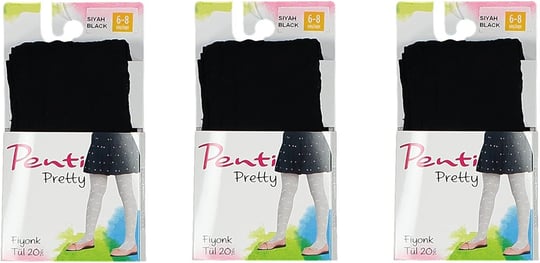 3lü Penti Kız Çocuk Siyah Pretty Fiyonk Tül Külotlu Çorap