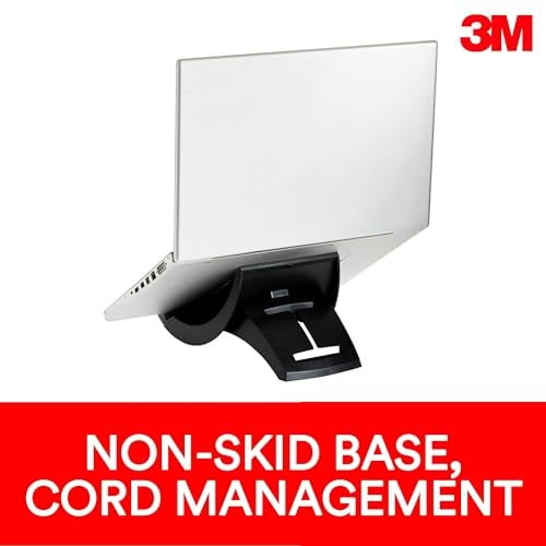 3M Dizüstü Bilgisayar Standı, Boyun Gerilimini Azaltmak için Ekran Yüksekliğini Yükseltir, Dikey Tasarım Ekranı Yaklaştırmanıza İzin Verir, Kompakt Ayak Baskısı Masa Alanından Tasarruf Sağlar, Kaymaz 