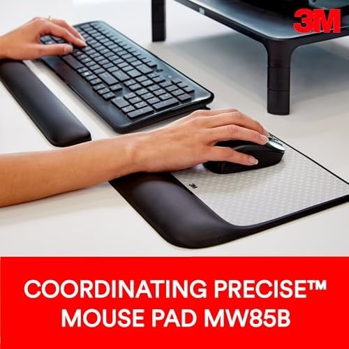 3M Klavyeler için Jel Bilek Desteği, Yatıştırıcı 3M Jel Teknolojisi ve Tüm Gün Rahatlık ve Destek için Saten Pürüzsüz Kapak, Dayanıklı ve Temizlemesi Kolay, 19 inç, Siyah (WR85B)