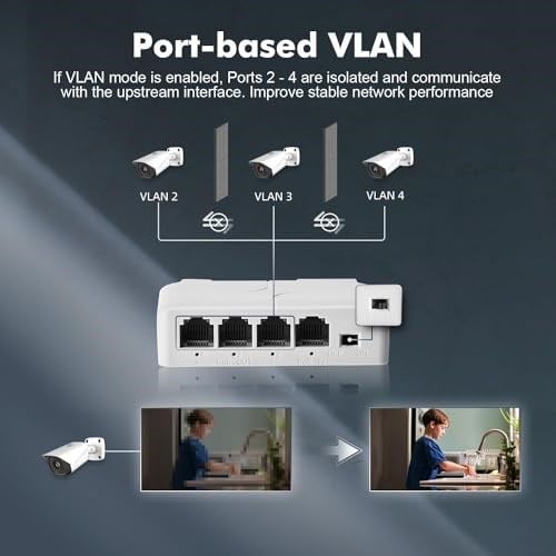 4 Portlu PoE Genişletici, 3 PoE Çıkışında 1 PoE, IEEE802.3af/PoE Powered Geçiş Anahtarı, 100Mbps Ethernet, DIN Ray ve Duvara Montaj