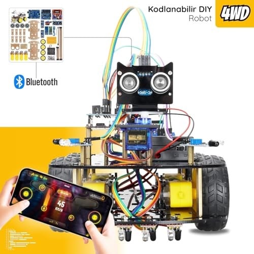 4 Teker Robot Araba Kodlama Seti 4WD-BLE (Arduino Temelli - Kutulu ve E-Kitaplı)