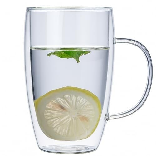 450 ml Çift Cidarlı Şeffaf Cam Kupa – Isıya Dayanıklı, Sıcak ve Soğuk İçeceklere Uygun, Şık ve Dayanıklı Borosilikat Cam Bardak