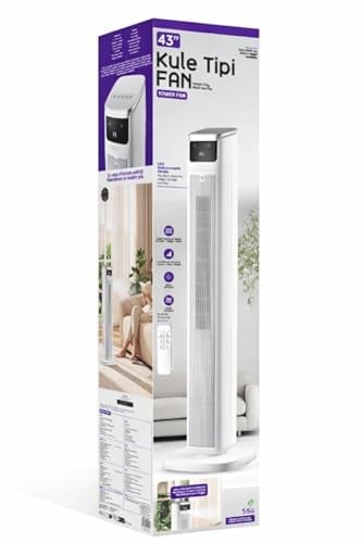 45W Akıllı Kule Fan Vantilatör | 3 Kademeli | Uzaktan Kumandalı | LED Dokunmatik | 43 inç