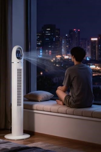 45W Uzaktan Kumandalı Kule Vantilatör / 3 Kademe Hız Ayarı/Salınım Özelliği/Zamanlayıcı Özelliği