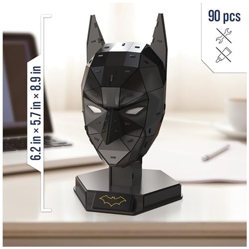 4D Build - Batman maskesi - kaliteli kartondan detaylı 3D model kiti, 90 parça, 12 yaşından itibaren Batman hayranları için