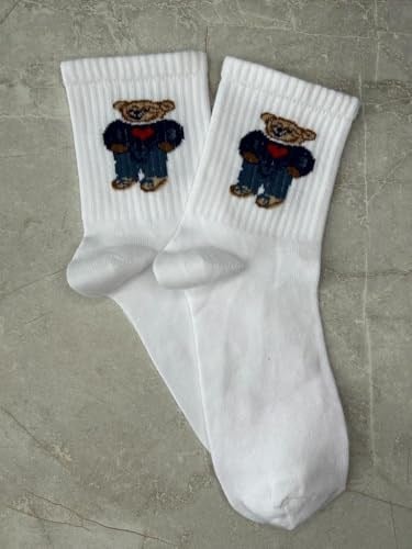 4lü Teddy Bear Set Unisex Kokulu Tenis Çorap Tek Beden