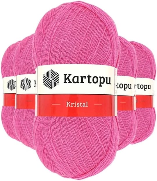 5 Adet Kristal Çift Katlı El Örgü Lif İpi Şeker Pembe K772 - kartopu mudanis