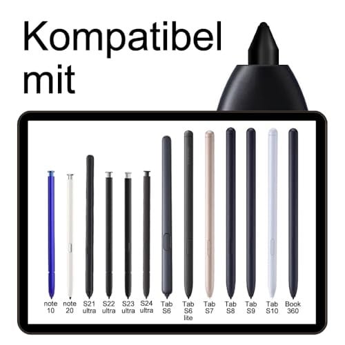 5 ADET. Samsung Galaxy Tab S9 / S9 Plus / S9 Ultra S Pen için orijinal yedek uçlar, Samsung S Pen için, Tab S9 kalem uçları montaj/demontaj aleti ile birlikte (5 adet. Siyah)