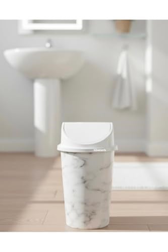 5 Litre Click Kapaklı 30 x 15 cm Mermer Desen Çöp Kovası