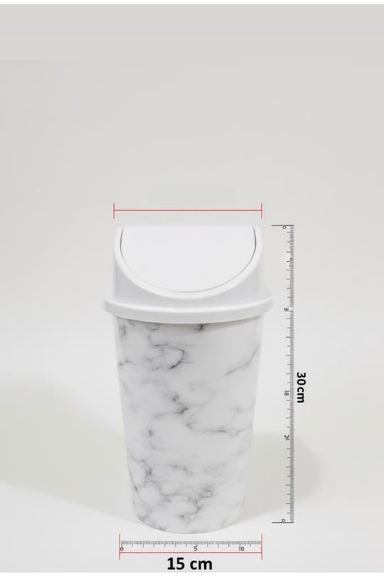 5 Litre Click Kapaklı 30 x 15 cm Mermer Desen Çöp Kovası