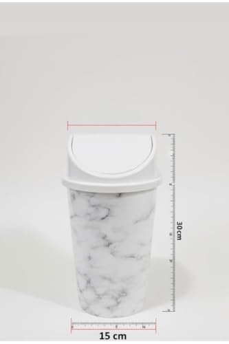 5 Litre Click Kapaklı 30 x 15 cm Mermer Desen Çöp Kovası