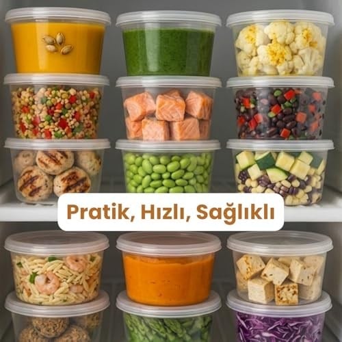 50 Adet Sızdırmaz Mini Saklama Kabı 120 ml – Buzluk Kabı, Et Suyu, Kemik Suyu, Sos ve Püre Saklama Kabı, Kapaklı Küçük Gıda Saklama Kabı, Derin Dondurucu Uyumlu Porsiyonluk Kap Seti