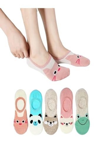 5li Ekonomik Paket Sevimli Hayvan Desenli Babet Unisex Kısa Spor Sneakers Çorap Tek Beden