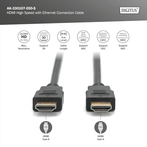5m Yüksek Hızlı HDMI with Ethernet Bağlantı Kablosu AK-330107-050-S - Seçenekler: 5 Metre, 1m, 3 Meters, 3 Metre, 3m, 5 m, 15m, 20m, 30m, 40m...