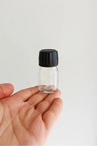 6 Adet 30 ml Kilitli Siyah Kapaklı Şeffaf Detox Shot Şişesi 30 Cc Ginger Şat Beyaz Cam Şişe