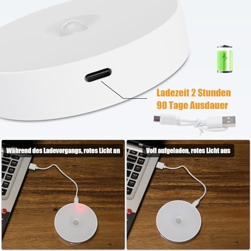 6 Adet Hareket Sensörlü Gece lambası, USB şarj Edilebilir Gece Lambası, 3 Mod, Manyetizma Adsorpsiyon, Gardıroplar, merdivenler, koridorlar, dolaplar vb. için uygundur, Sıcak Sarı