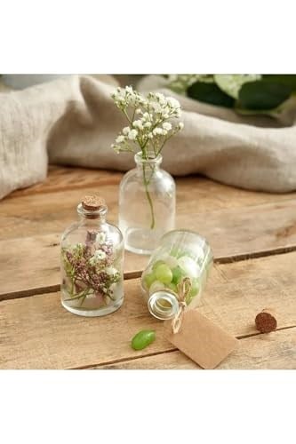 6 Adet Şeffaf Cam Shot Şişesi Mantar Tıpalı Hediyelik Koku Süs Çok Amaçlı Şişe 50ml