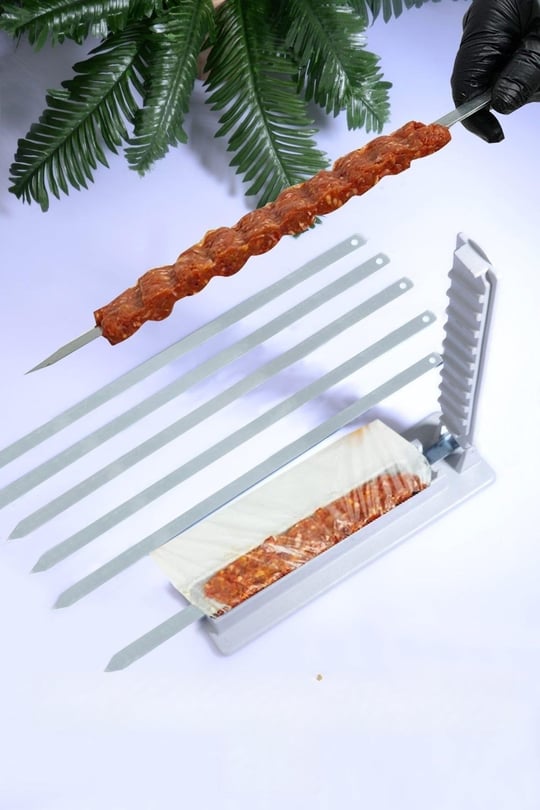 6 Adet Şiş ve Kebapmatik Adana Urfa Kebap Kalıbı Aparatı Pratik Hızlı Kebap Makinesi Kutusu