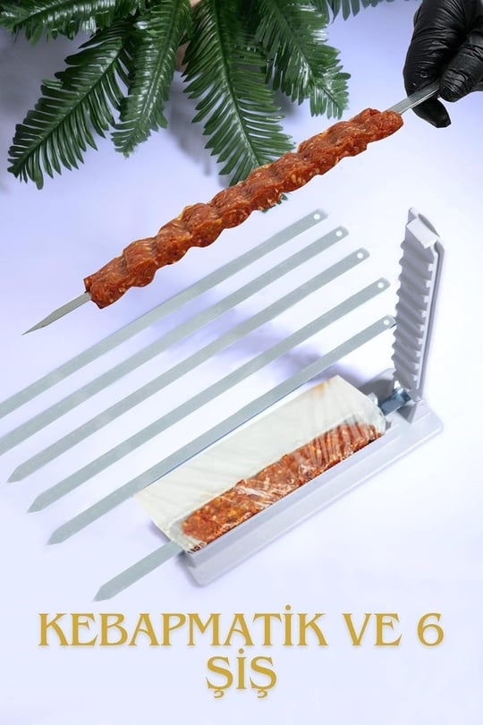 6 Adet Şiş Ve Kebapmatik Adana Urfa Kebap Kalıbı Aparatı Pratik Hızlı Kebap Makinesi Kutusu