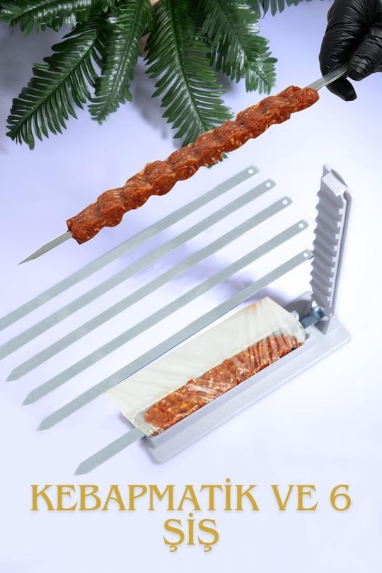 6 Adet Şiş Ve Kebapmatik Adana Urfa Kebap Kalıbı Aparatı Pratik Hızlı Kebap Makinesi Kutusu