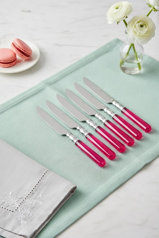 6’lı Paslanmaz Çelik Pembe Tatlı Bıçağı Seti