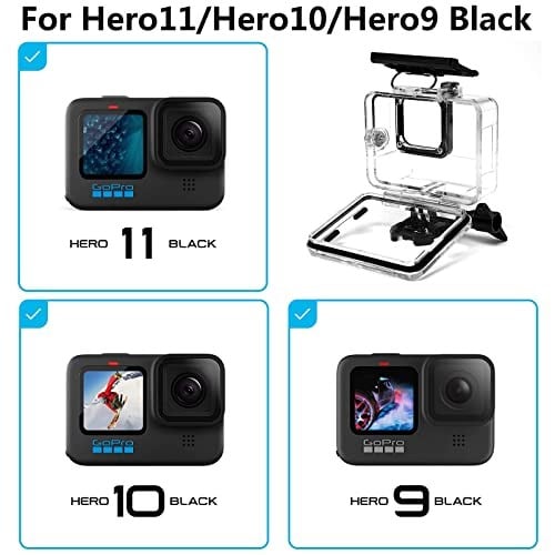 60 m su geçirmez gövde, GoPro Hero 12/Hero 11/Hero 10/Hero 9 Black ile uyumlu, su altı dalış aksesuarı, Go Pro Hero 12, 11, 10, 9 aksiyon kameraları için