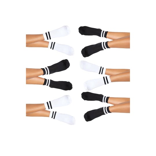 6lı Kadın Unisex Çizgili Kısa Çorap Pamuklu Tenis Ekonomik Spor