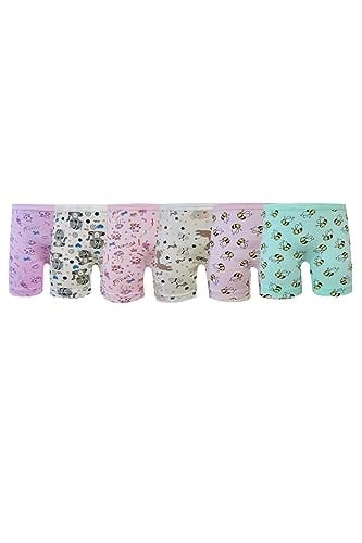 6lı Kız Çocuk Boxer Pamuklu Likralı Baskılı Renkli Boxer