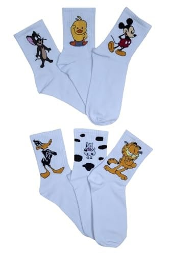 6lı Unisex Sevimli Pamuklu Desenli Soket Çorap Seti