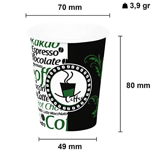 7 Oz Karton Bardak Yeşil Otomat Çay Kağıt Bardak Kapaklı 180 ml - 100lü (Siyah)