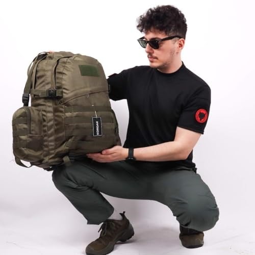 75 Lt Haki Outdoor Sırt Çantası,Molle Sistemli, Suya Dayanıklı, Çok Gözlü, Outdoor, Kamp, Avcılık, Günlük Kullanım, Erkek, Kadın