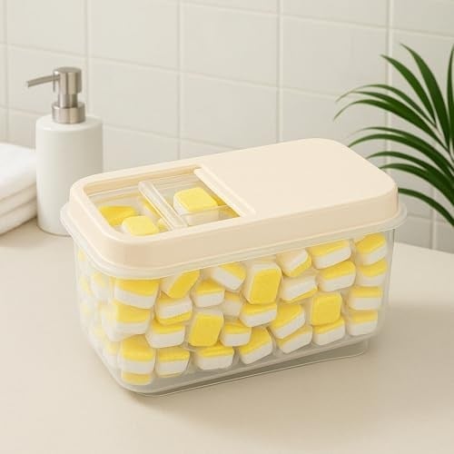 7,5 Lt Mega Banyo Düzenleyici Kayar Kapaklı Etiketli Toz Tablet Deterjan Saklama Kutusu