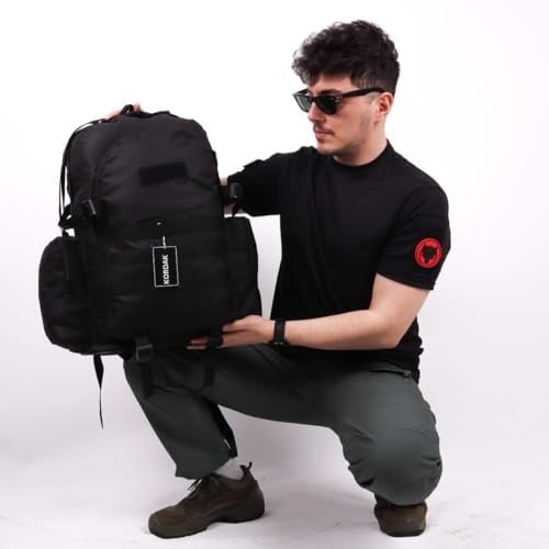 75 Lt Siyah Outdoor Sırt Çantası, Molle Sistemli, Suya Dayanıklı, Çok Gözlü, Outdoor, Kamp, Avcılık, Günlük Kullanım, Erkek, Kadın
