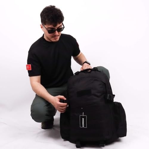 75 Lt Siyah Outdoor Sırt Çantası, Molle Sistemli, Suya Dayanıklı, Çok Gözlü, Outdoor, Kamp, Avcılık, Günlük Kullanım, Erkek, Kadın