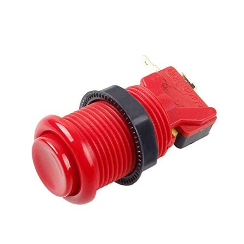 7X Arcade Düğmeleri 30 mm Happ Tipi Standart Basmalı Düğme Anahtar 20 cm Düğmeli Kablo Arcade Joystick Arcade1up Oyun Konsolu (Kırmızı)