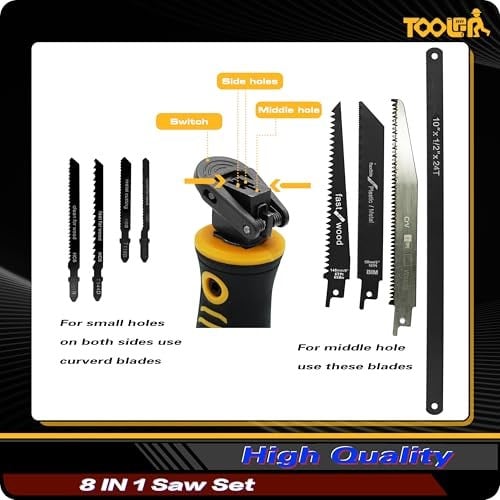 8-In-1 Multi Blades Eller Gördü, Drywall Cutter Saw. Hacksaw. Uzun Blade Elleri Gördü, Jab Saw, Sürekli Duvarı kesmek için, Sheetrock, Wood, Metel, Plastic, Plywood. Çabuk Değiştirme Mehanizmi.